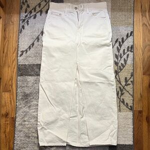 Levi’s White Denim Maxi Front Slit Skirt
